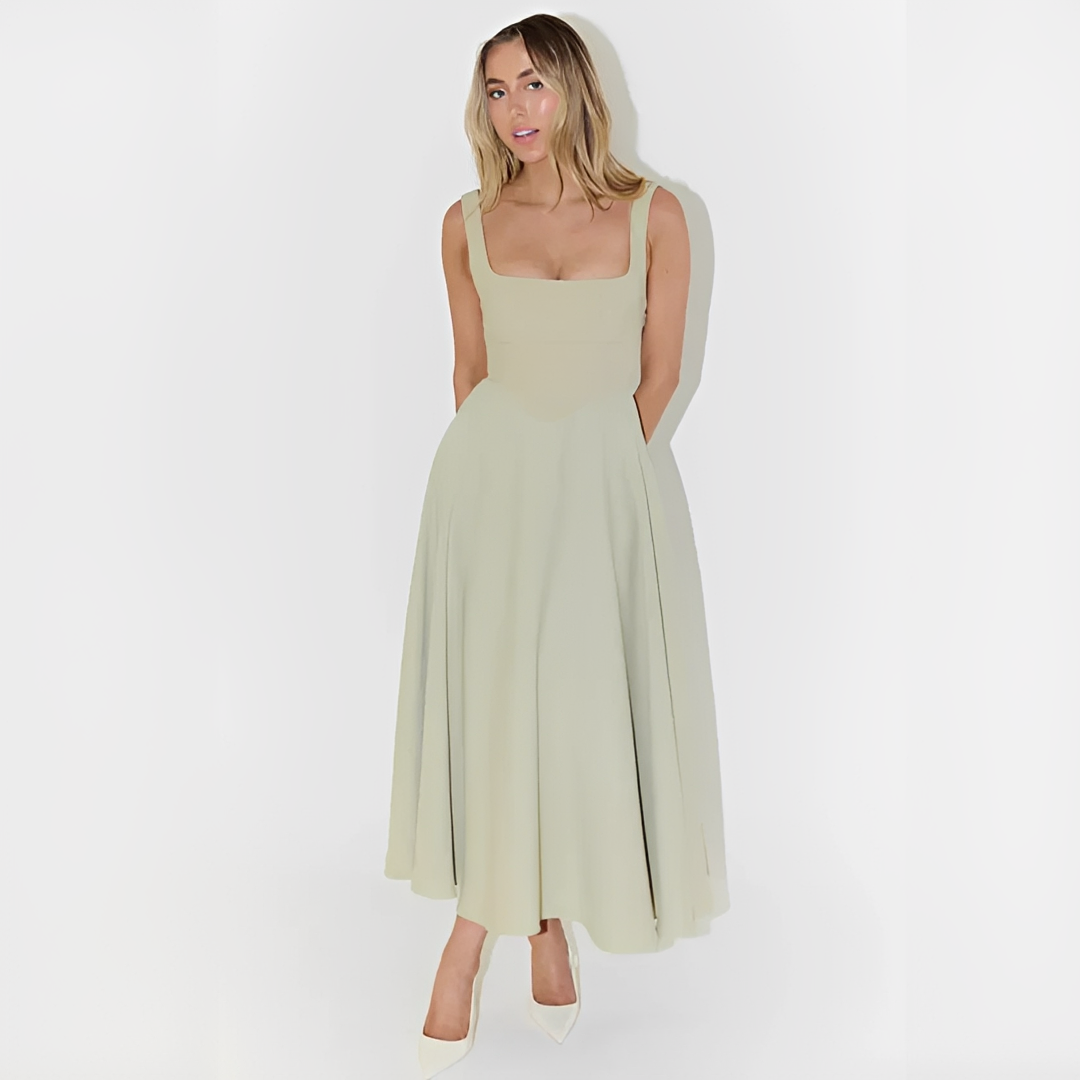Yarabelle - Stylish Shoulder Strap Midi Dress