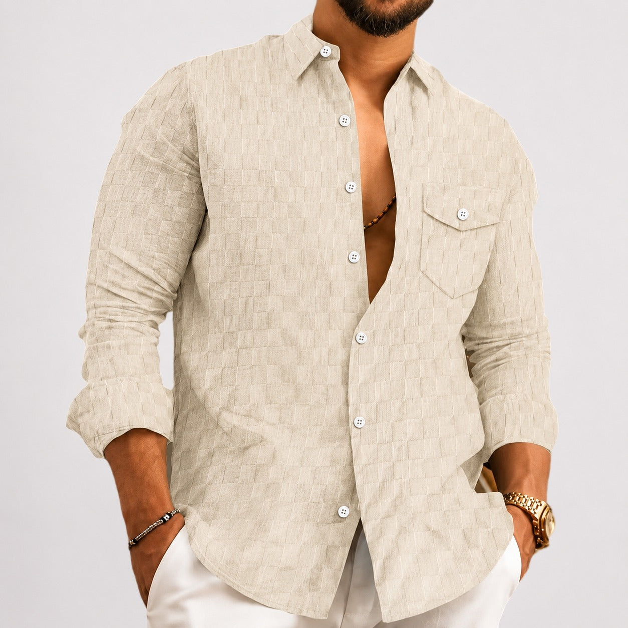 Walter - Stylish Plaid Long Sleeve Shirt