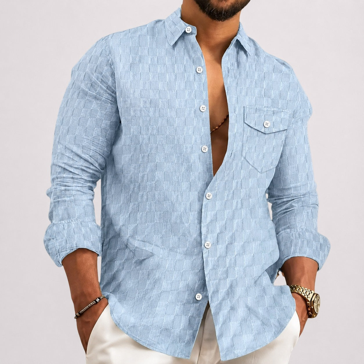 Walter - Stylish Plaid Long Sleeve Shirt