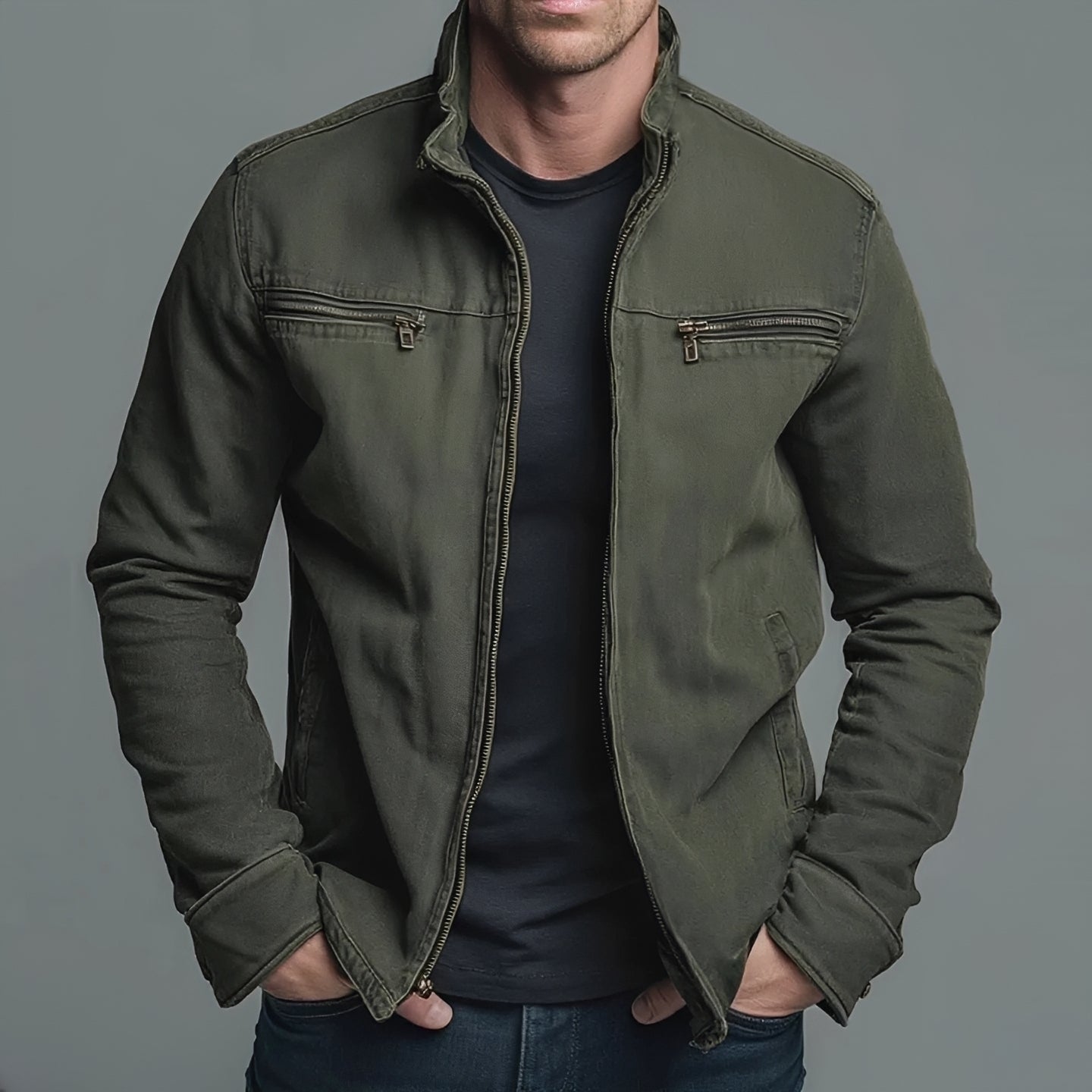 Jaden - Casual Washed Zipper Jacket