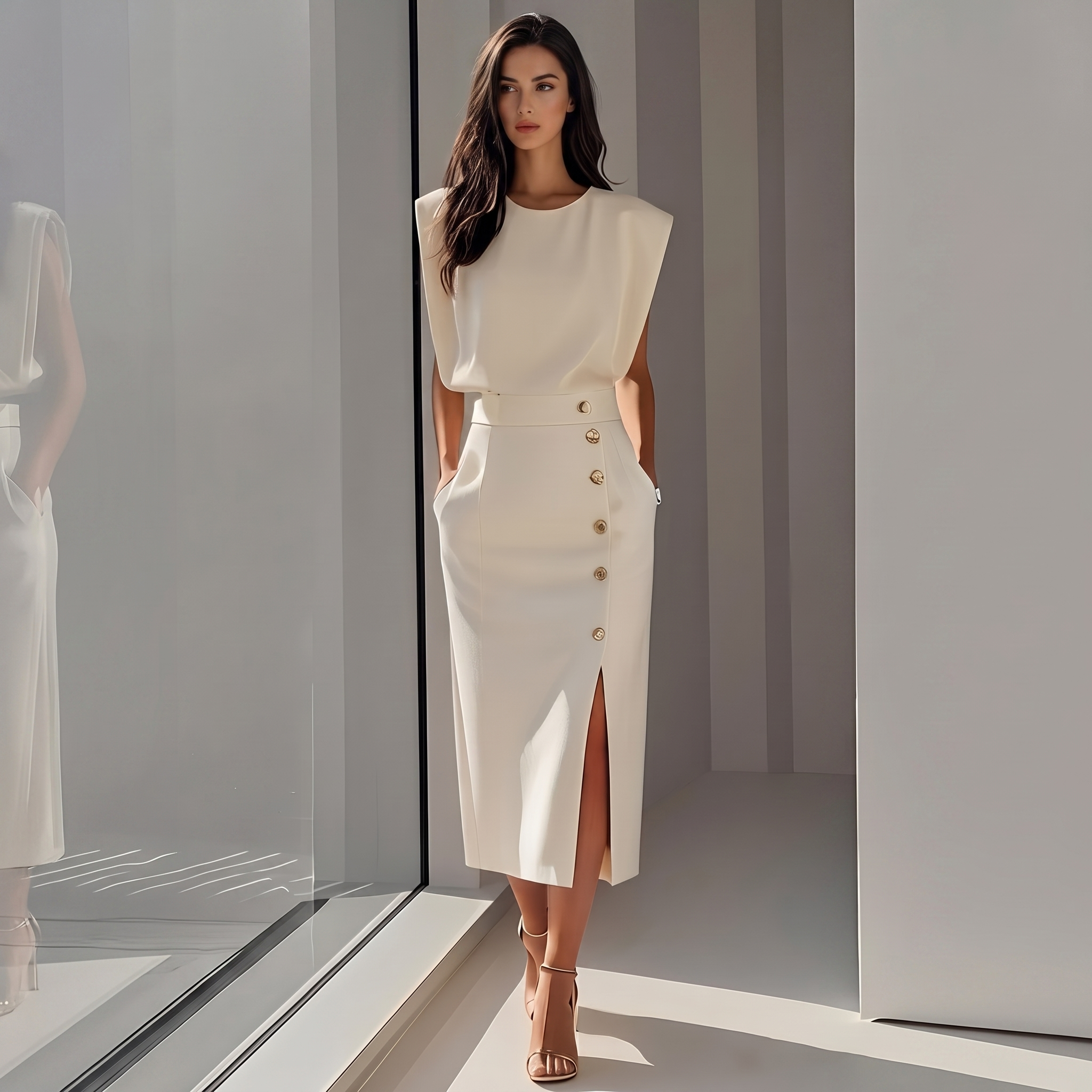 Daniela - Sophisticated Midi Dress with Slit